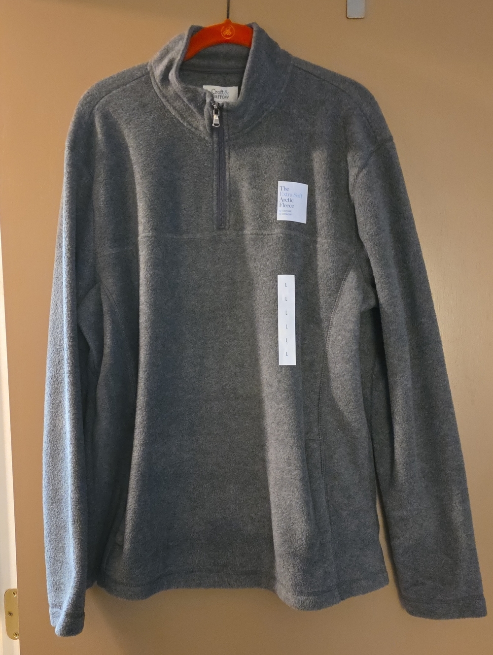 Men's Large Croft & Barrow Gray Quarter-Zip Fleece Pulloverl